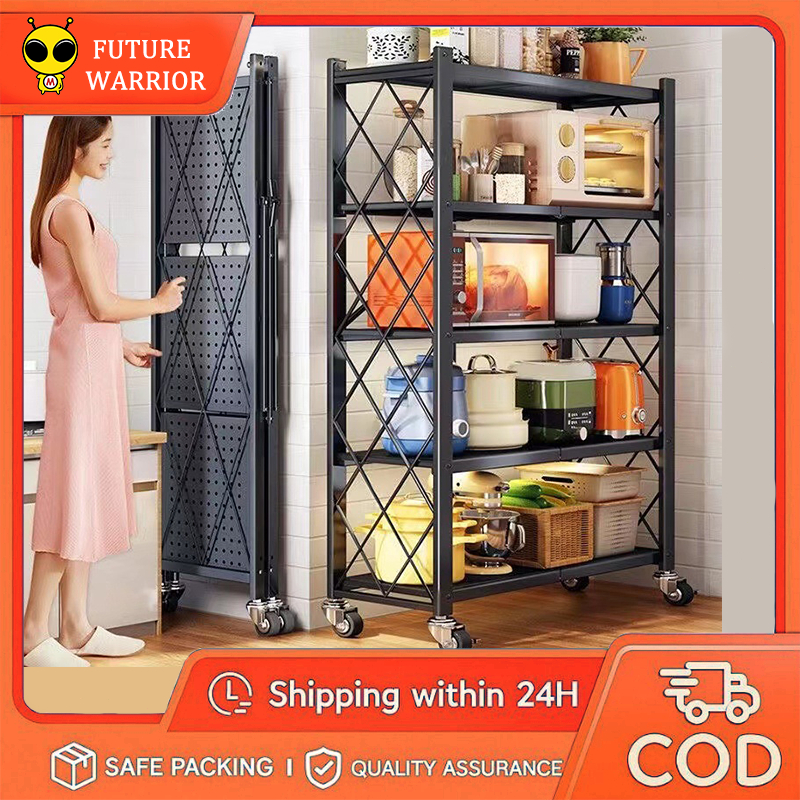 【FUTURE WARRIOR】Portable Folding Storage Rack Heavy-Duty Kitchen Shelf ...
