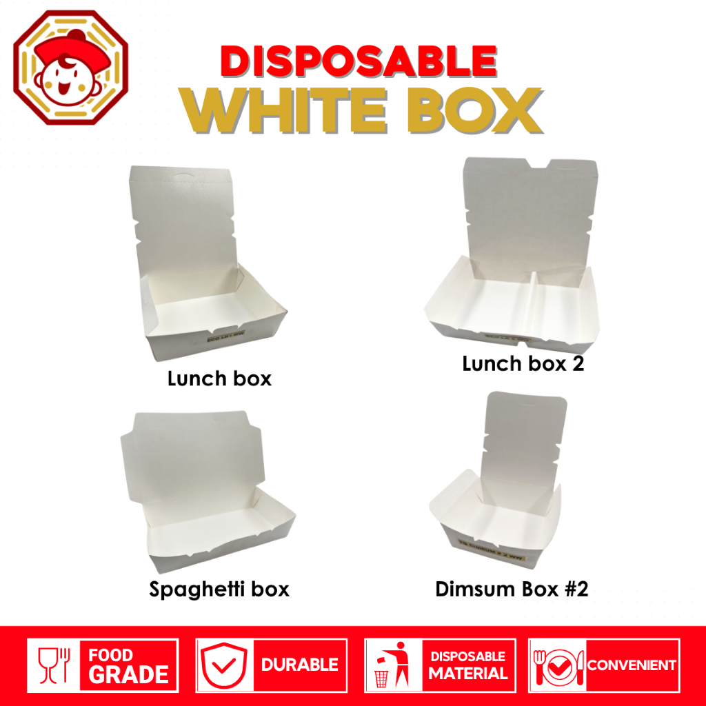 50pcs Disposable White Meal Box Series Spaghetti Box, Lunch Box 1 ...