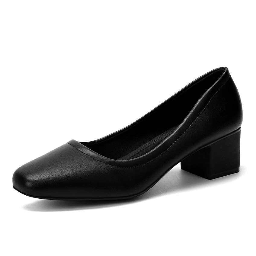 Golden Crown Classy Black 2 Inches High Korean square Toe Work Heels ...