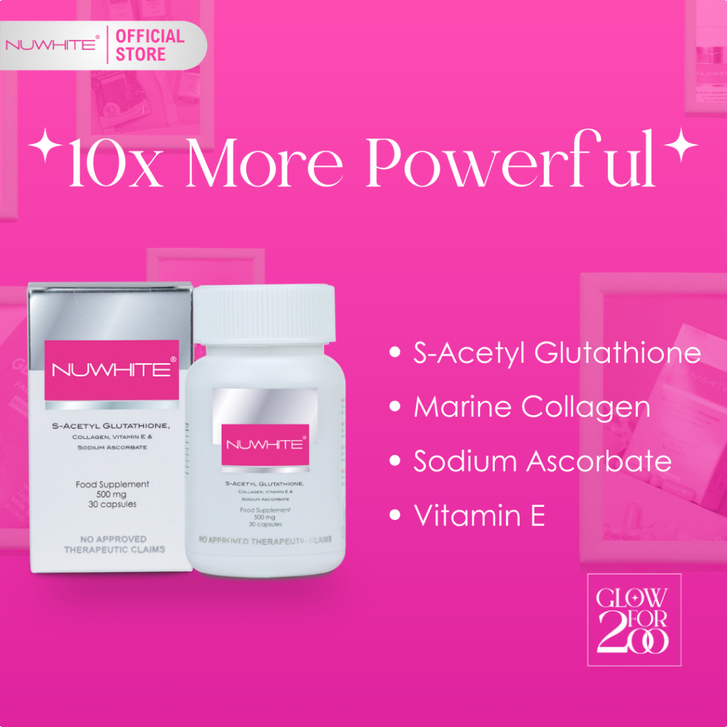 nu white glutathione watsons price NUWHITE S-Acetyl 500mg 30s Your glow-up just got easier.