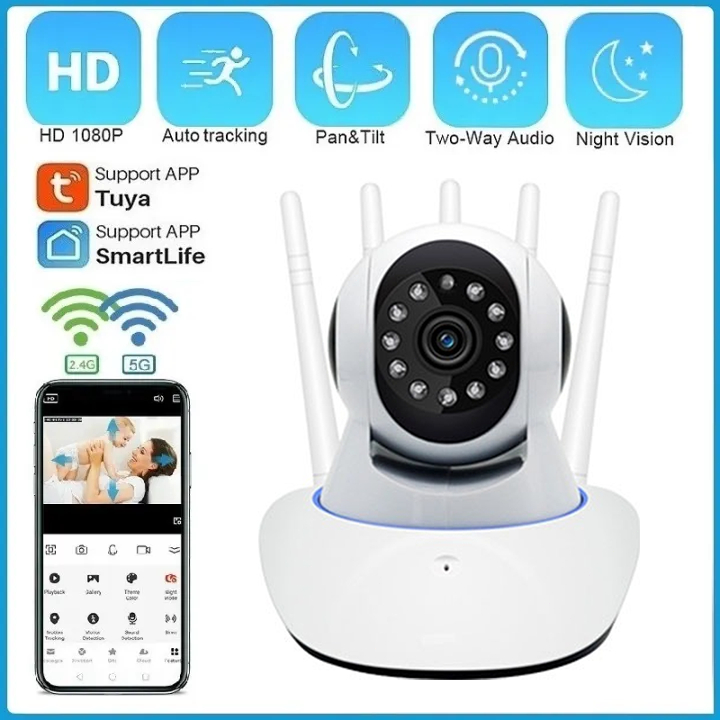 CCTV Camera V380 Pro Five antenna Wireless Camera 1080 Wifi Connect ...