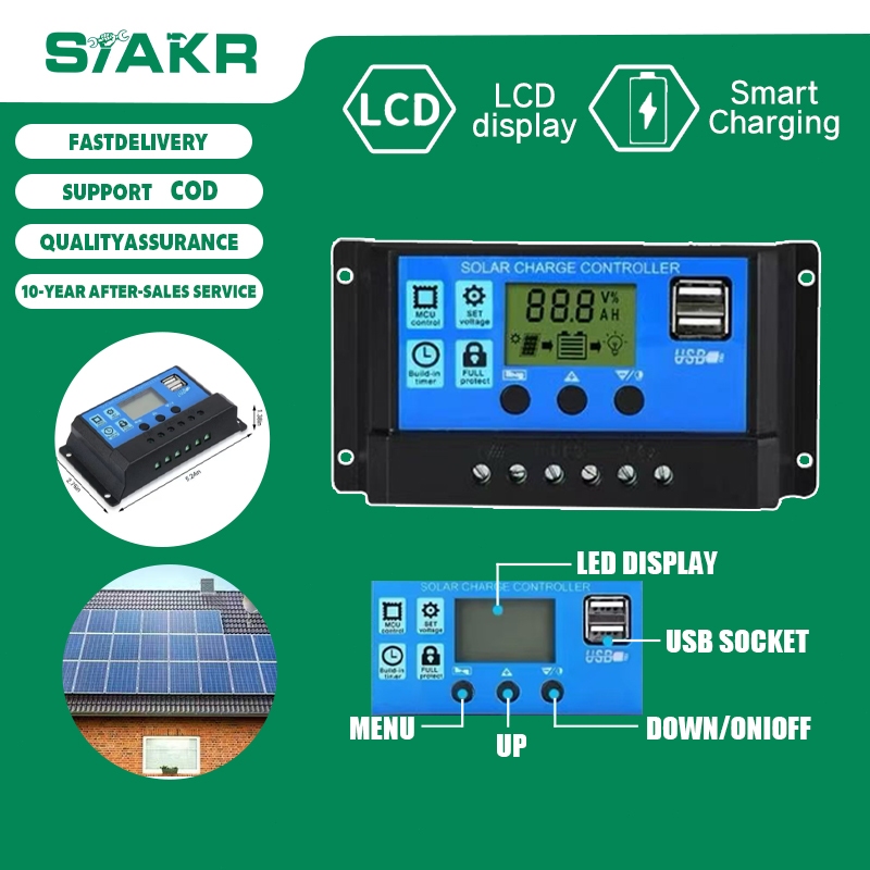 30A PWM Solar Charge Controller 12V 24V Battery Regulator Solar Panel ...