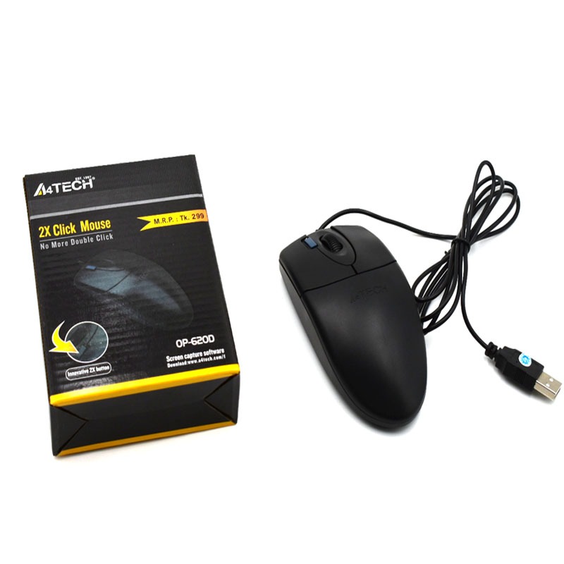 A4Tech OP-620D Wired Optical Mouse with 2X Click and 1000 DPI Precision ...