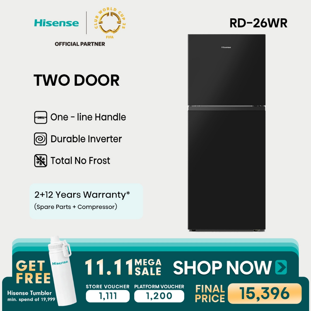 Hisense 7.2 cu.ft Refrigerator│2 Door│(RD26WR) | Shopee Philippines