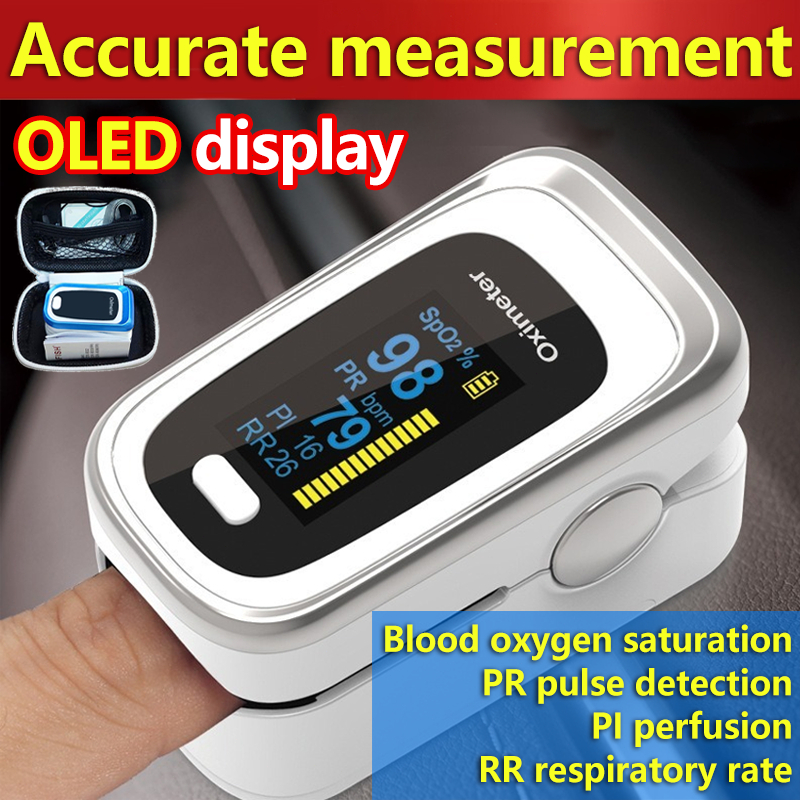 Finger pulse oximeter with RR PI PR OLED screen Finger Clip SpO₂ blood ...