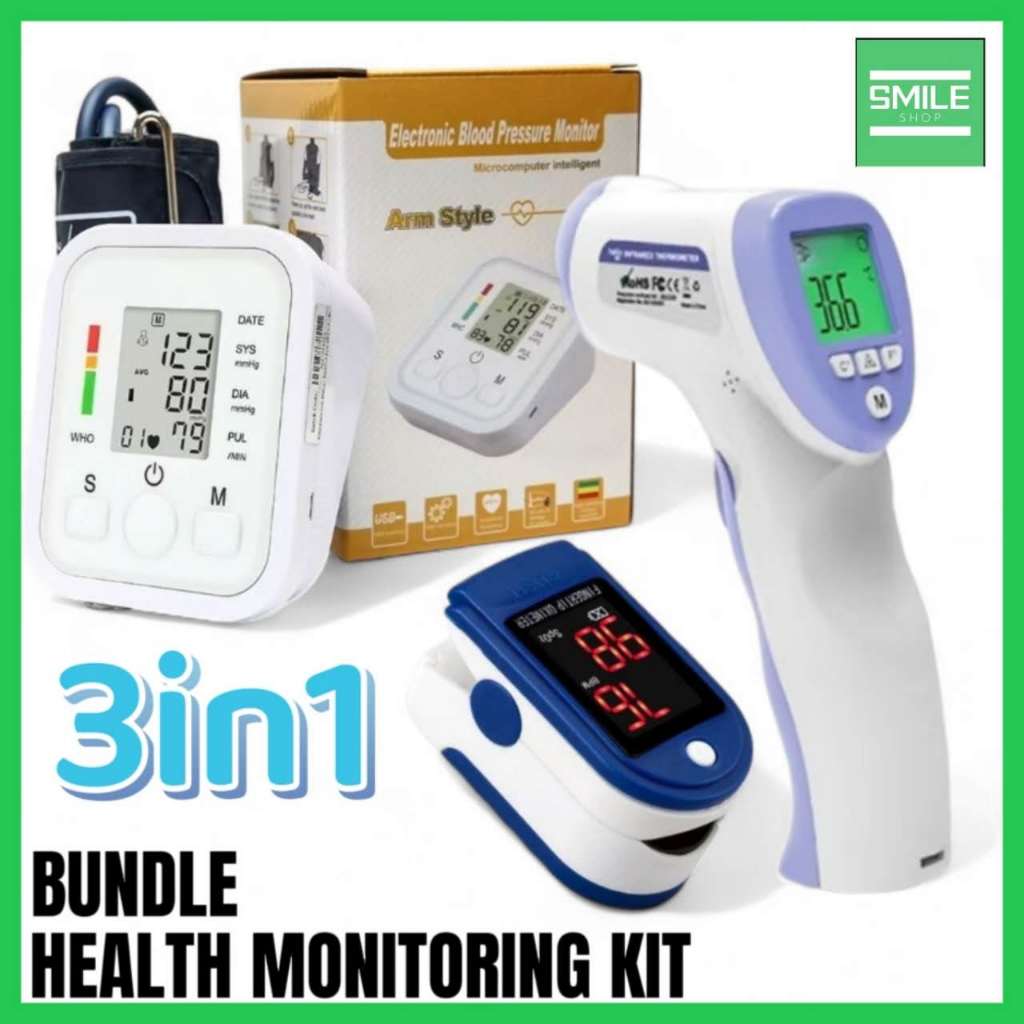 Smilee (BUNDLE) 3in1 Blood Pressure Monitor Arm Style+Fingertip Pulse ...