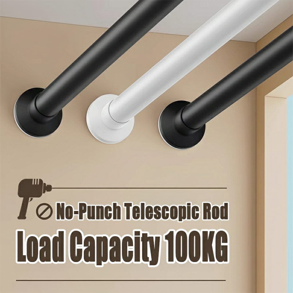 SODIO Punch-free Extendable Shower Rod Adjustable Curtain Rod for ...