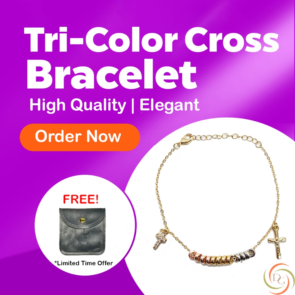 Tri Color Cross Bracelet with Free Pouch | Shopee Philippines
