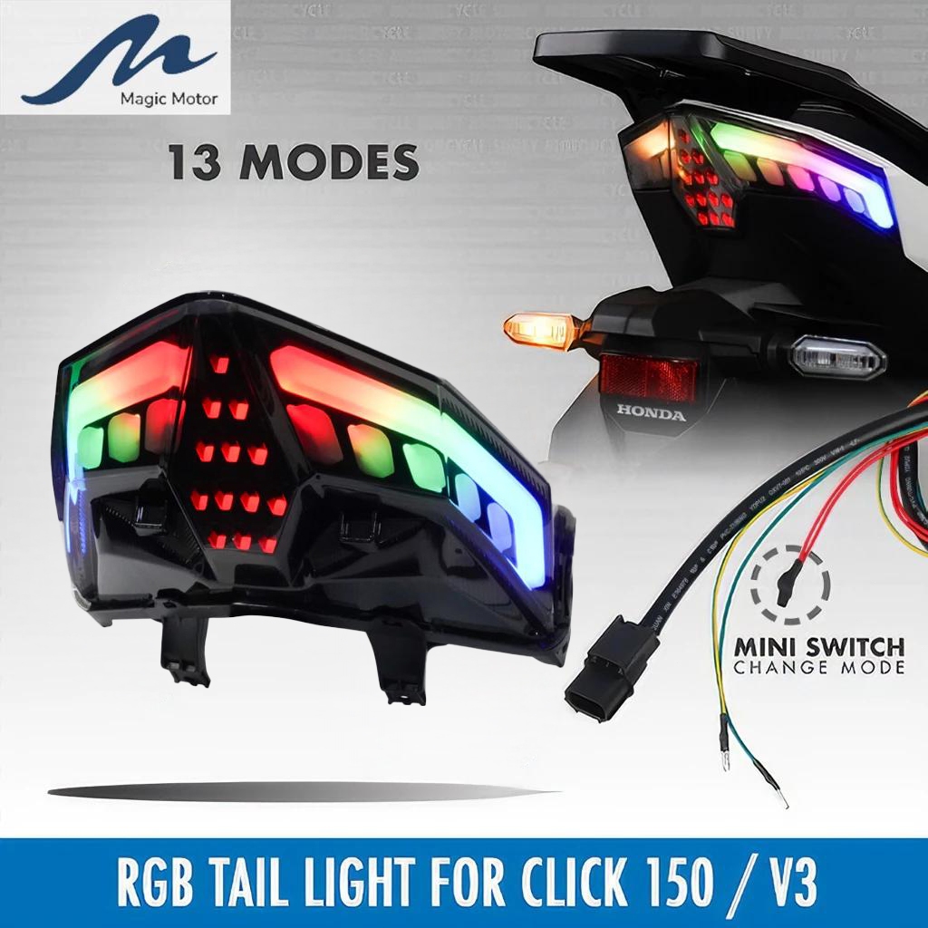 Honda Click 125/150 LED Tail Light RGB 13Modes Motorcycle Angel Eyes ...
