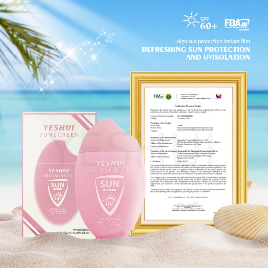 YESHUI Sunscreen - SPF 60 PA++++ Lightweight Non-Greasy Whitening and ...
