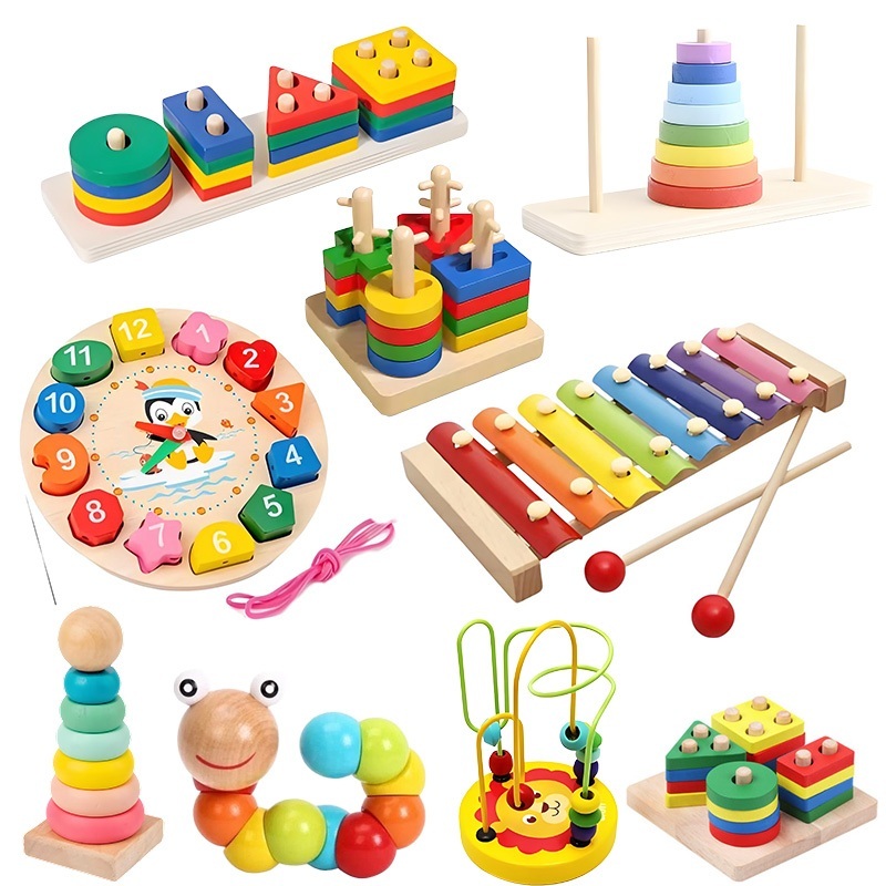 9 in 1 Wooden Educational Toy Gift Set Shape Sorter Toys for Kids ...