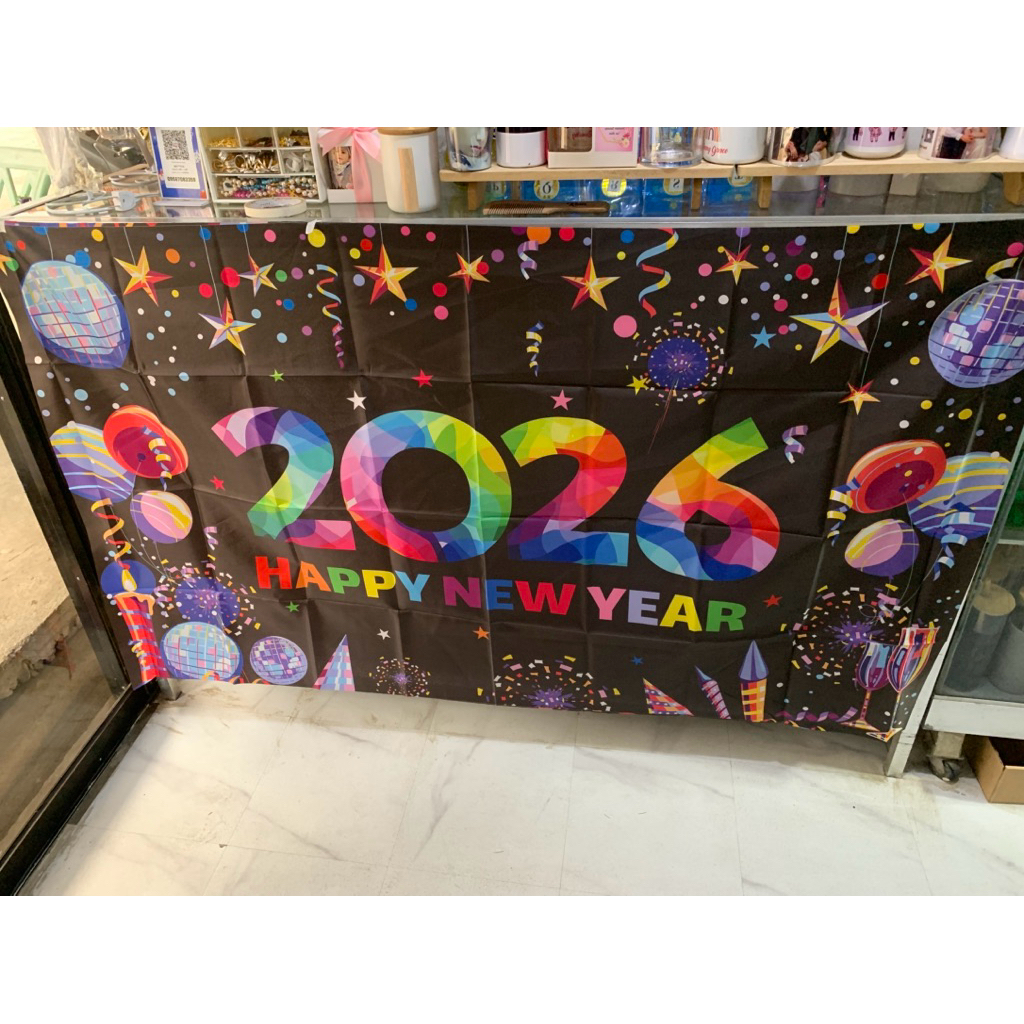 Happy new year banner 2026 3x6 feet polyester made | Shopee Philippines