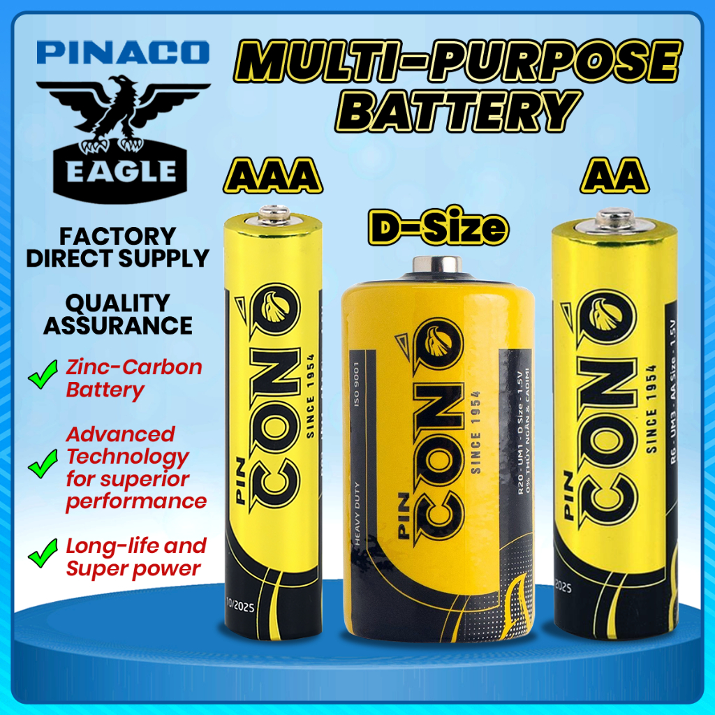 Pinaco Con-O Extra Heavy Duty Batteries (AA, AAA, D-Size) - Long Life ...