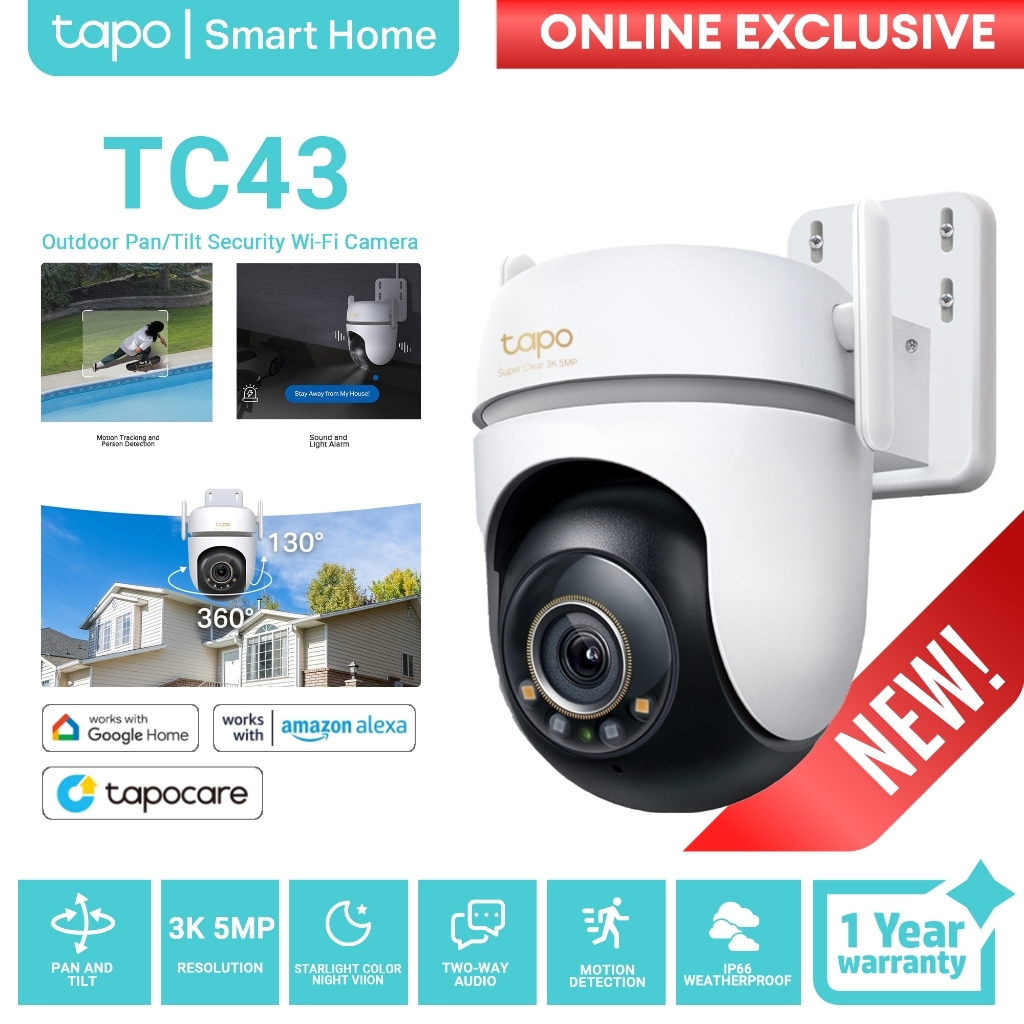 TP-Link Tapo TC43 3K 5MP Outdoor Pan/Tilt Security Wi-Fi Camera