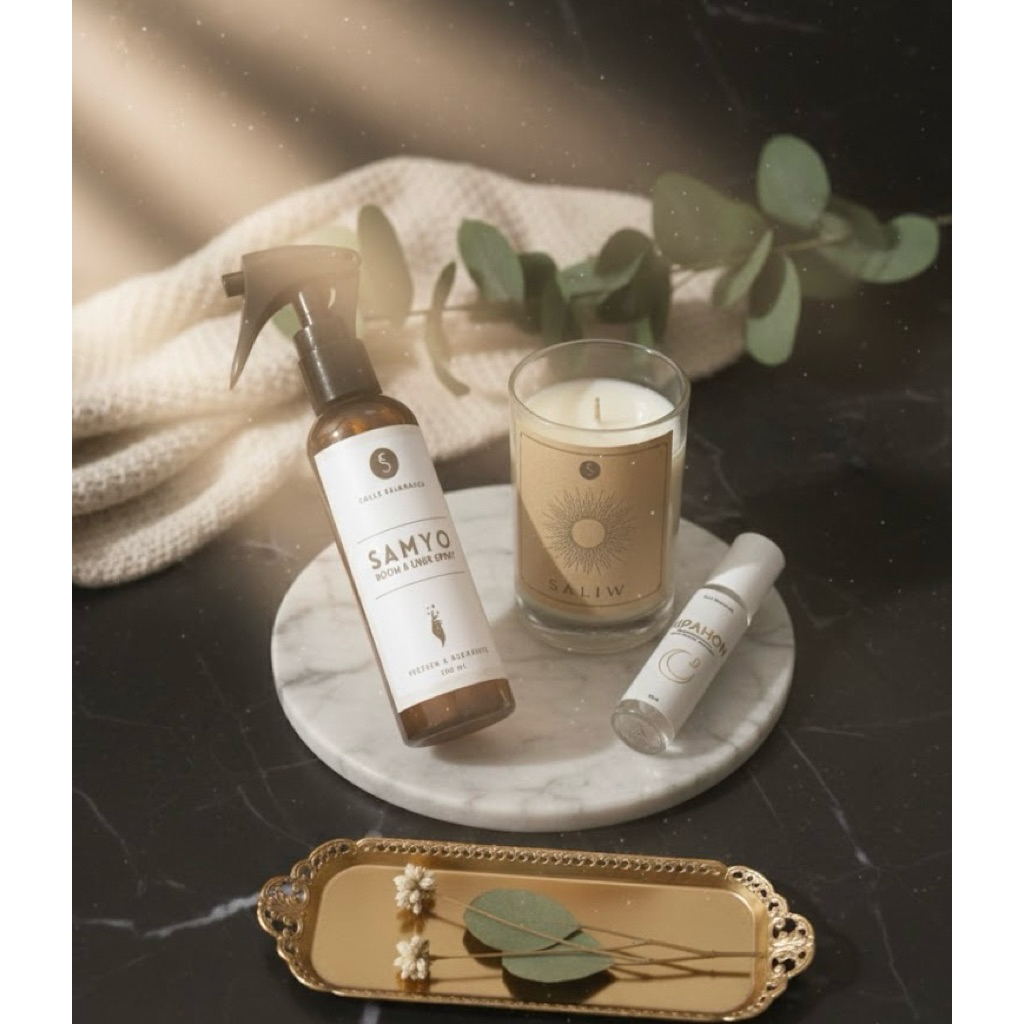 SAMYO GIFT SET (Room Spray, scented candle, EO-roller, gift box ...