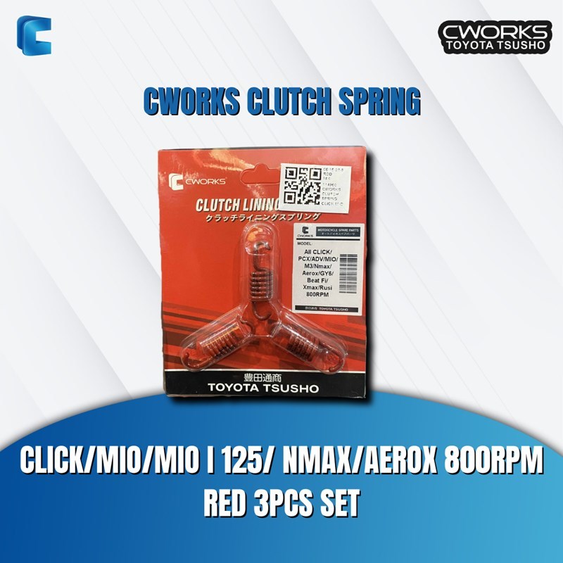 CWORKS CLUTCH SPRING CLICK/MIO/MIO I 125/ NMAX/AEROX 800RPM RED 3PCS ...