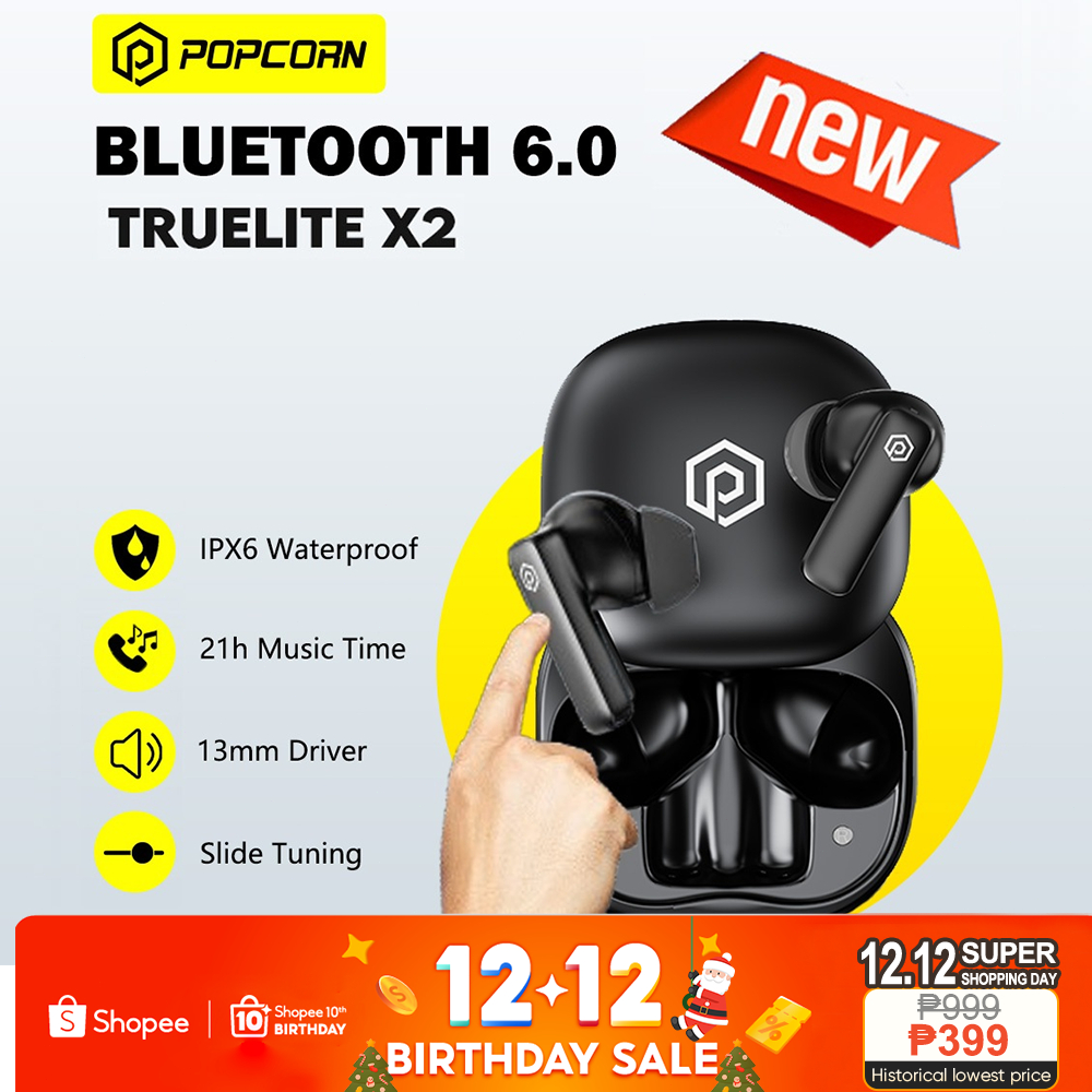Popcorn TWS Wireless Earbuds True Bluetooth 6.0 With IPX6 Waterproof ...