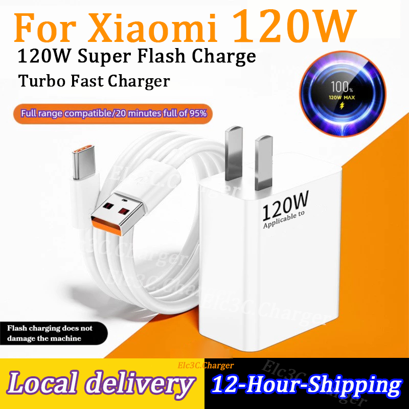 For Xiaomi 120W 6A USB-C Turbo Fast Charger Adapter Cable for Xiaomi 15 ...