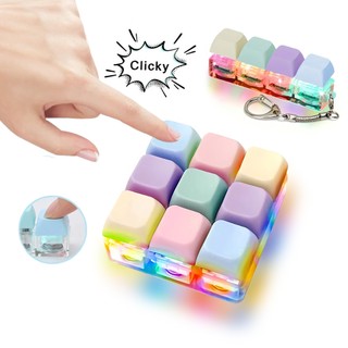 Mini Keyboard Keychain with LED Light Macaron Color Cute Pressing Toy ...