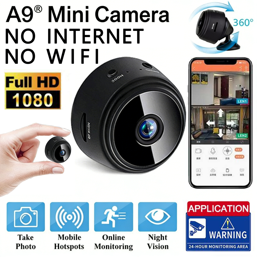【COD】A9 cctv camera wifi connect to cellphon 1080P no need internet no ...