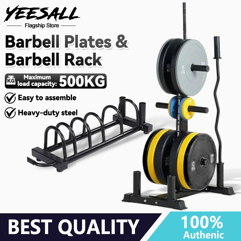 Olympic Plate Tree with Barbell Holder, 2inch 50mm Steel Olympic Plate ...