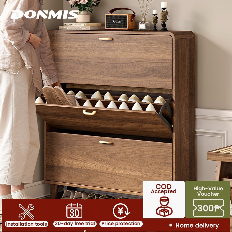DONMIS Solid Wood Shoe Rack Multi-Layer Shoe Storage High-Capacity Flip ...