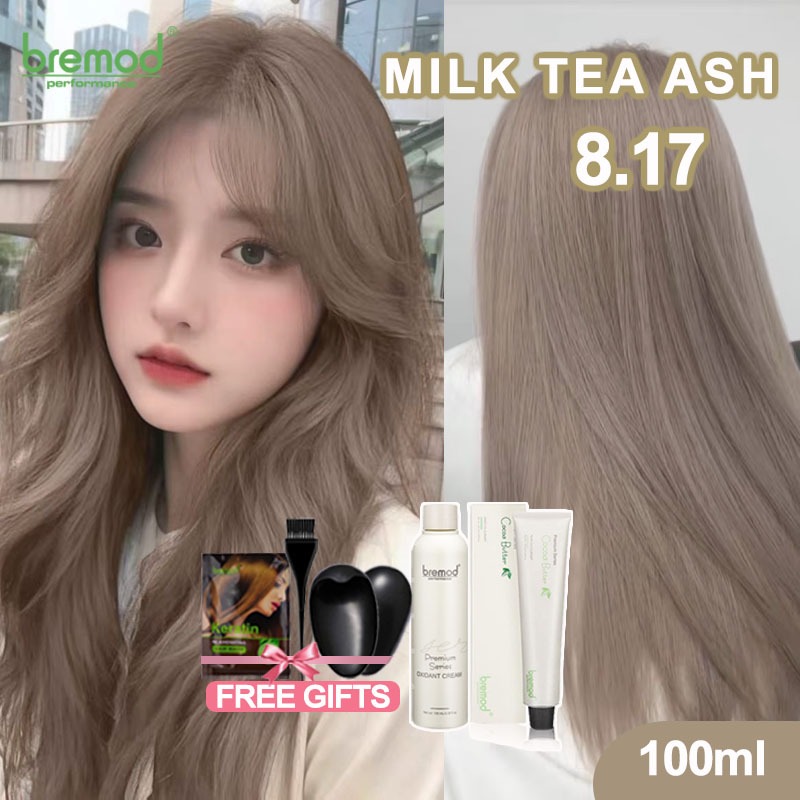 Bremod Milk Tea Ash Hair Color 8.17 Dye Cream 100ml Trending Korea Pop ...