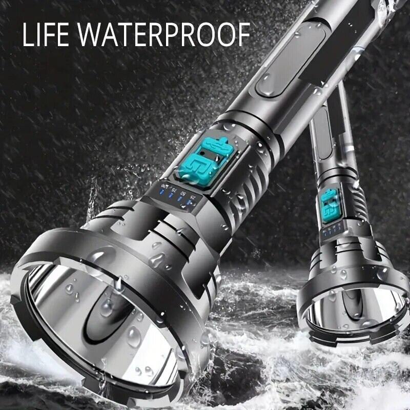 Rechargeable LED Torch Flashlight | Waterproof Long-Range Searchlight ...