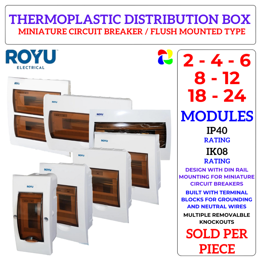 Royu THERMOPLASTIC DISTRIBUTION BOX (2 Module/ Breaker) Miniature ...