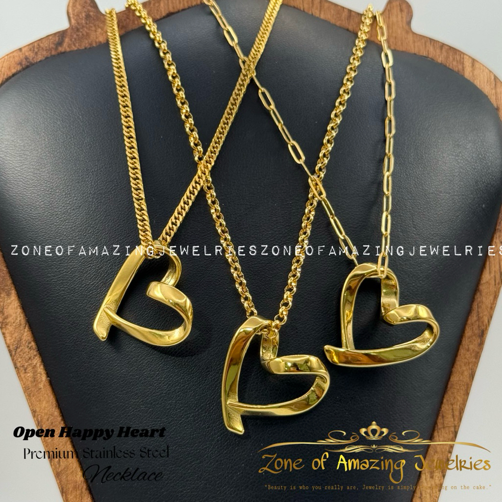 zoaj.ph 25mm Premium Open Happy Heart Necklace | Choose Your Chain ...