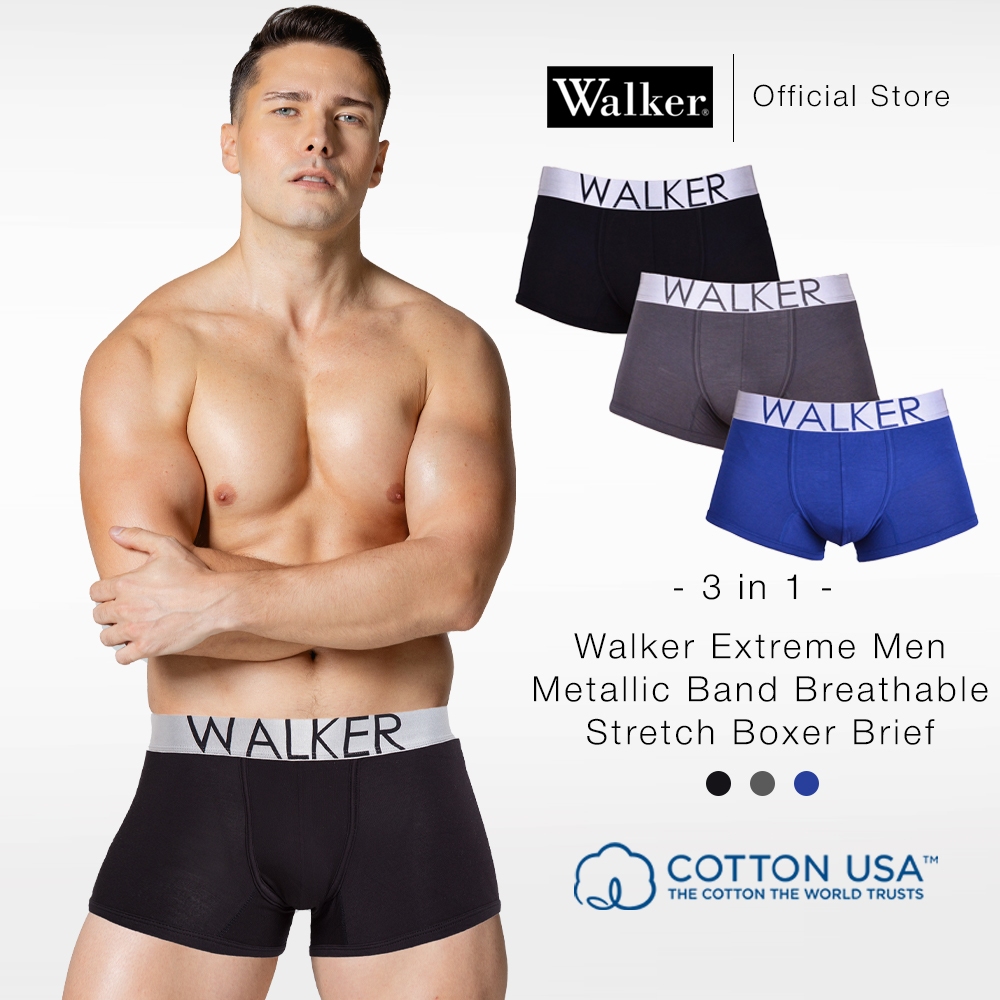 Walker Extreme Men Metallic Band Breathable Stretch Boxer Brief (3 in 1 ...