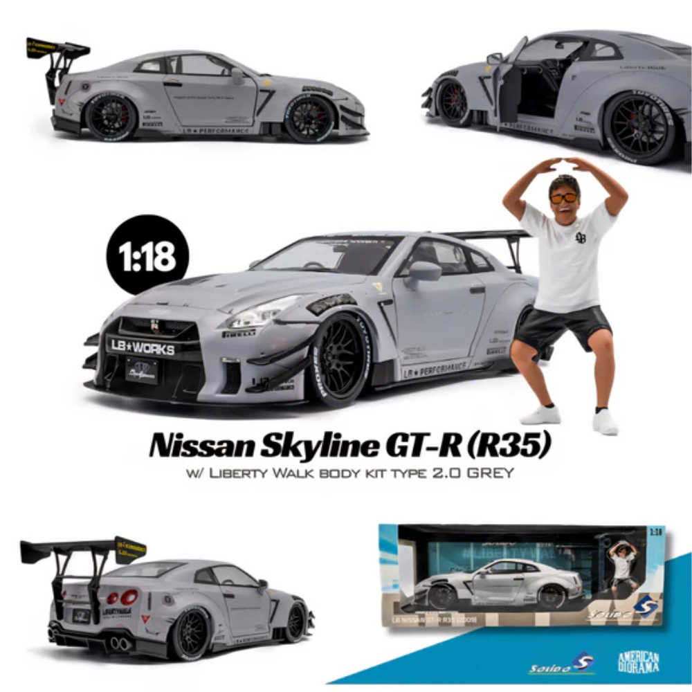 SOLIDO 1/18 Scale Nissan GT-R R35 Liberty Walk Body Kit Type 2.0 Die ...