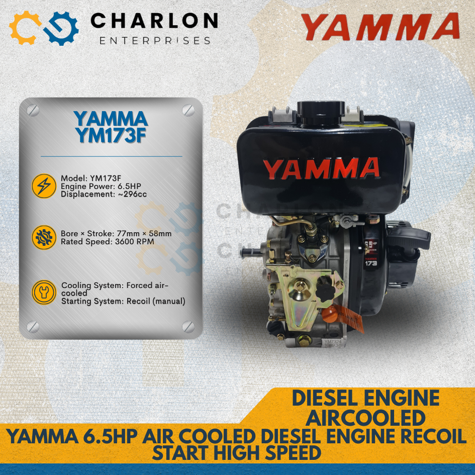 Yamma YM173F 6.5HP Air Cooled Diesel Engine Recoil Start High Speed ...