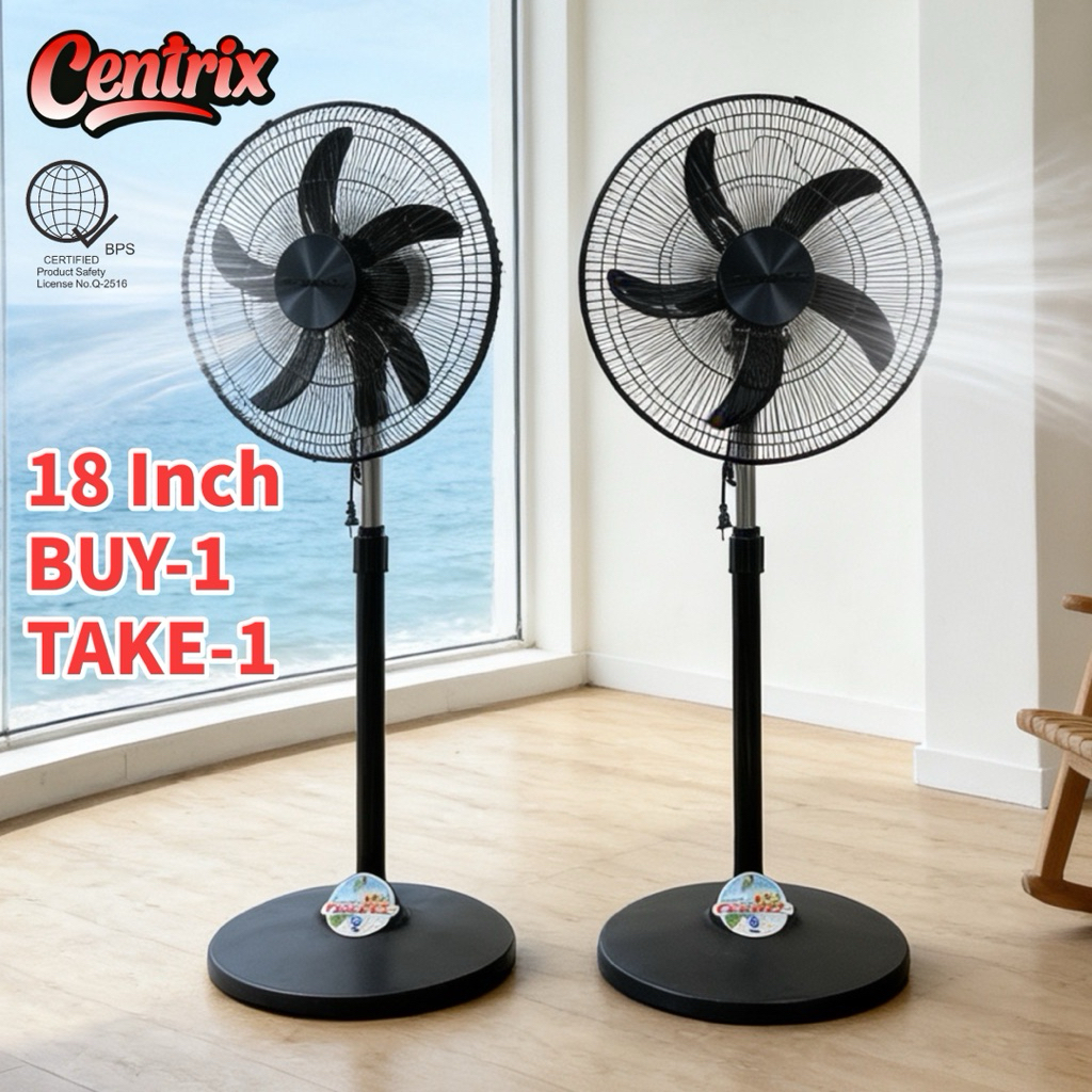 BUY-1 TAKE-1 Centrix COD 18-inch Black Stand Fan with 5 Blades and 3 ...