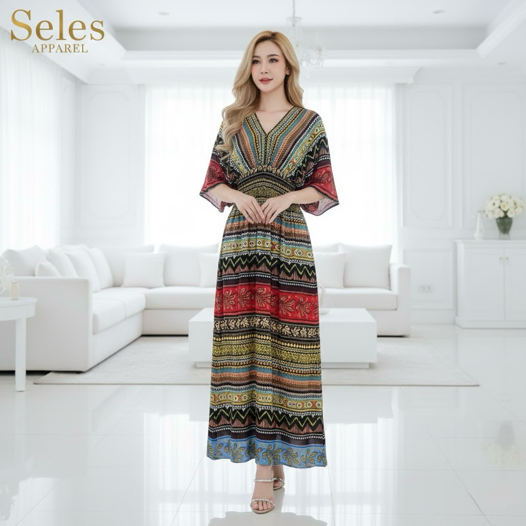 shopee bohemian dress ETHNIC FLORAL MAXI Bluebell Embroidered Babydoll Dress Size:Custom Size ( Leave us a note your measurements ) summer beach bridal gown making it ideal for
