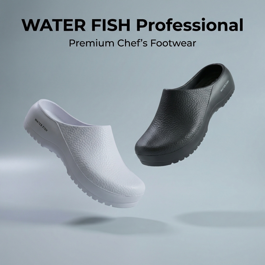 2026 Waterfish New Unisex Chef Work Shoes Anti-Slip Oil-Resistant EVA ...