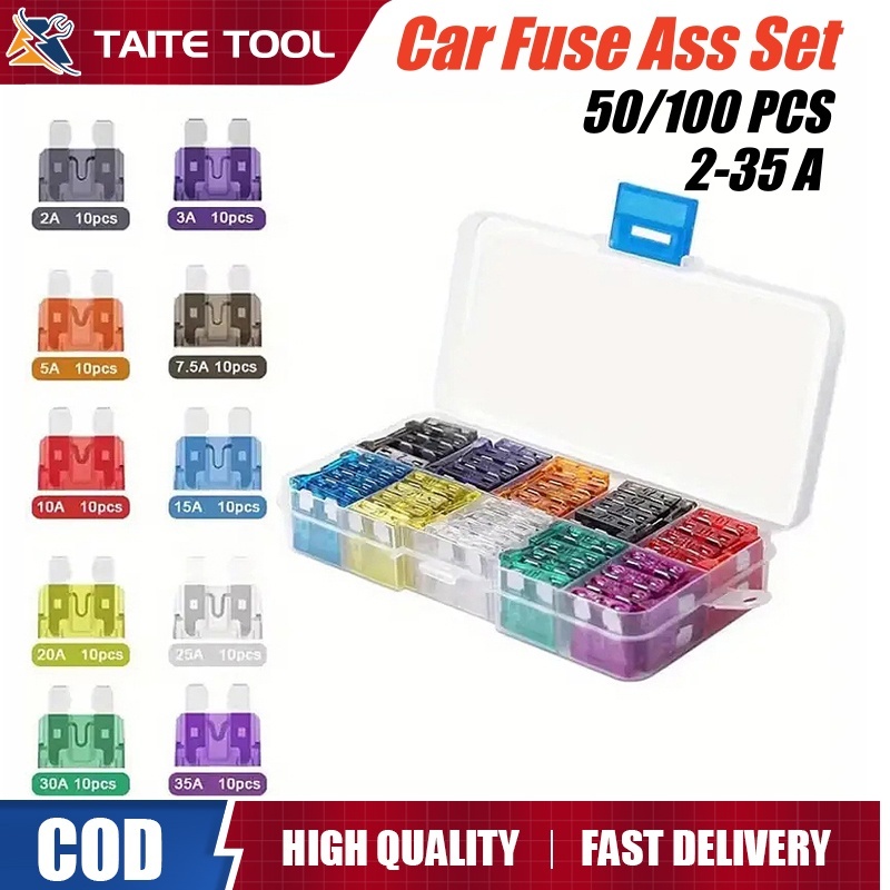 100PCS auto blade fuse small and standard insert car fuse with plastic ...