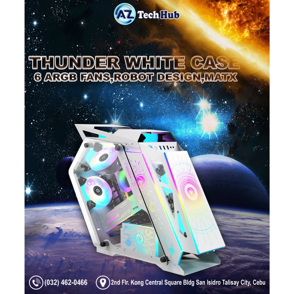 Thunder PC Case Build-in 6 ARGB Fans Cool Design Shaped Gaming PC Case ...