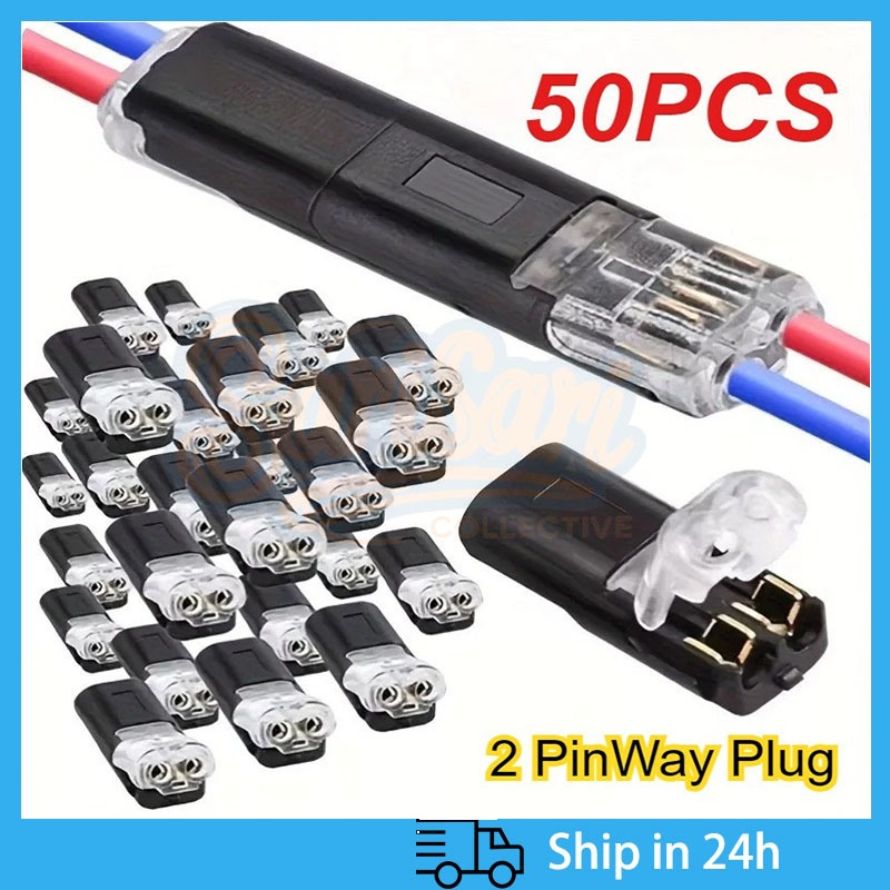 50pcs 2Pin Way Plug Wire Cable Snap Connectors Car Waterproof ...