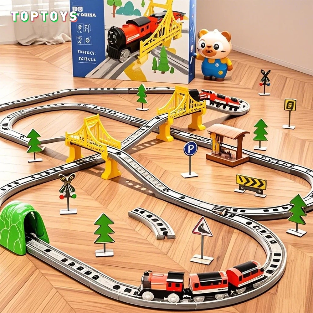 TOP TOY Retro Train Rail Car Electric Train With Light Music Boy Train ...