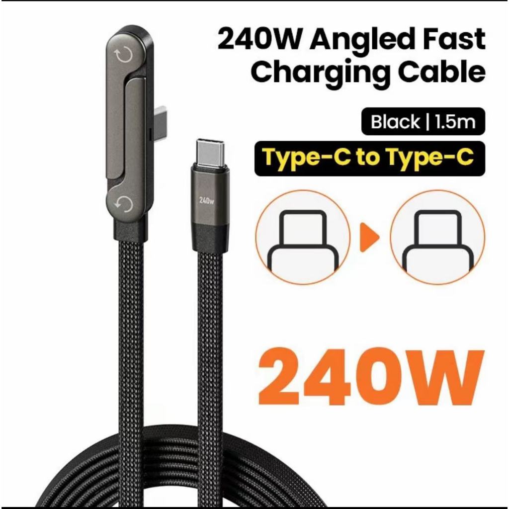 240W USB Type C Angled Stand Data Cable USB Type C to Type C Fast ...