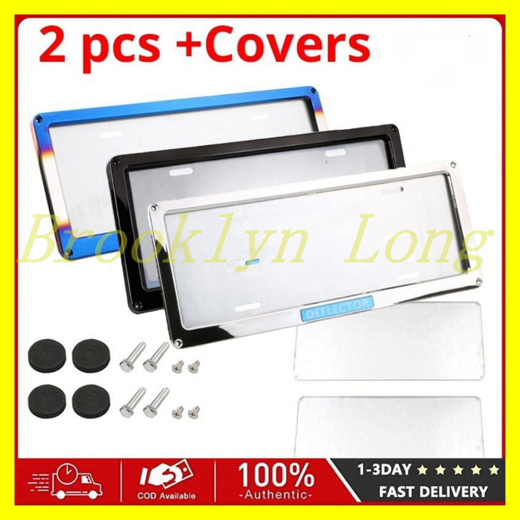 2Pcs Car Plate Number Plating Blue Stainless Steel Car Plate Frame ...