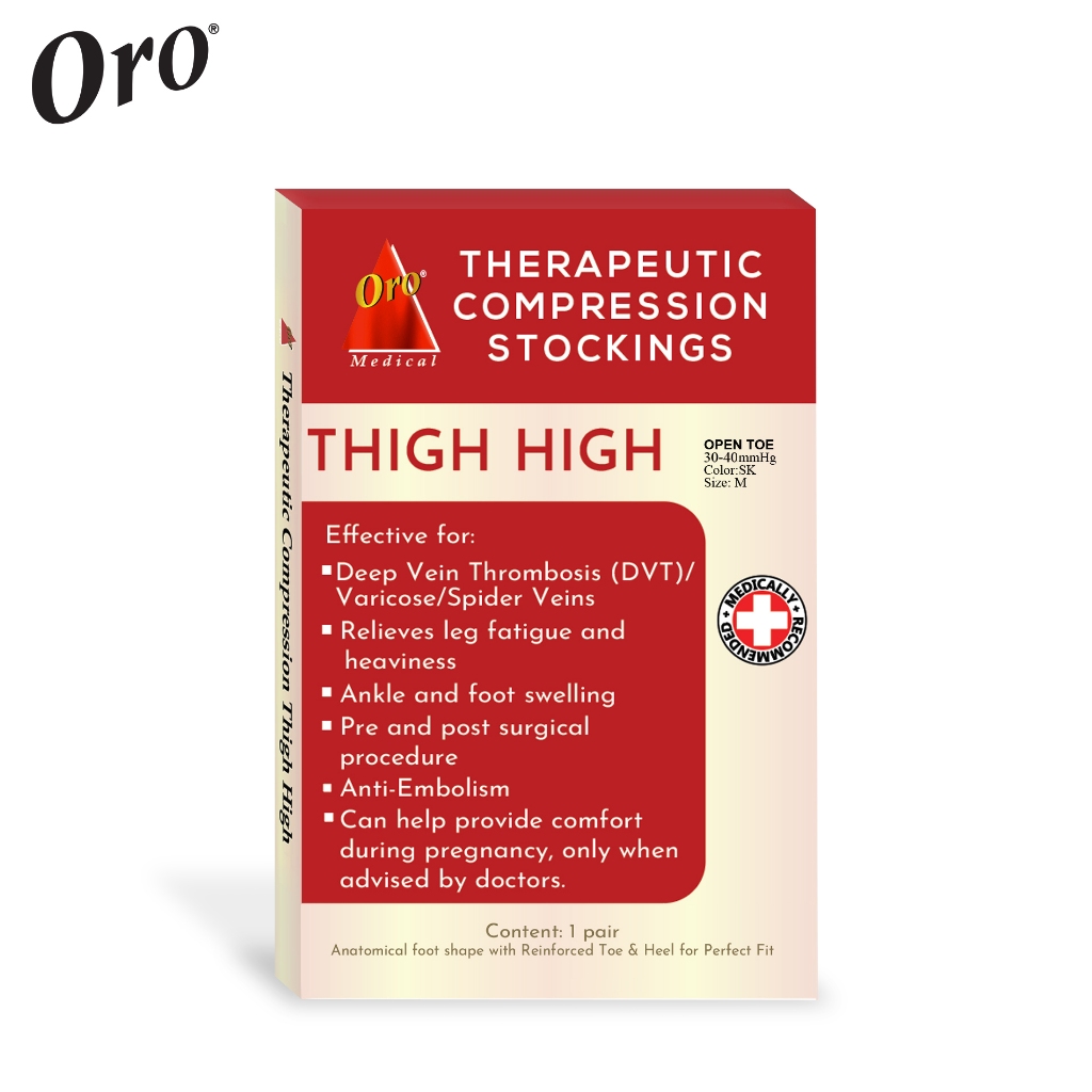 ORO Therapeutic Compression Stockings - Thigh High Open Toe 30-40mmHg ...