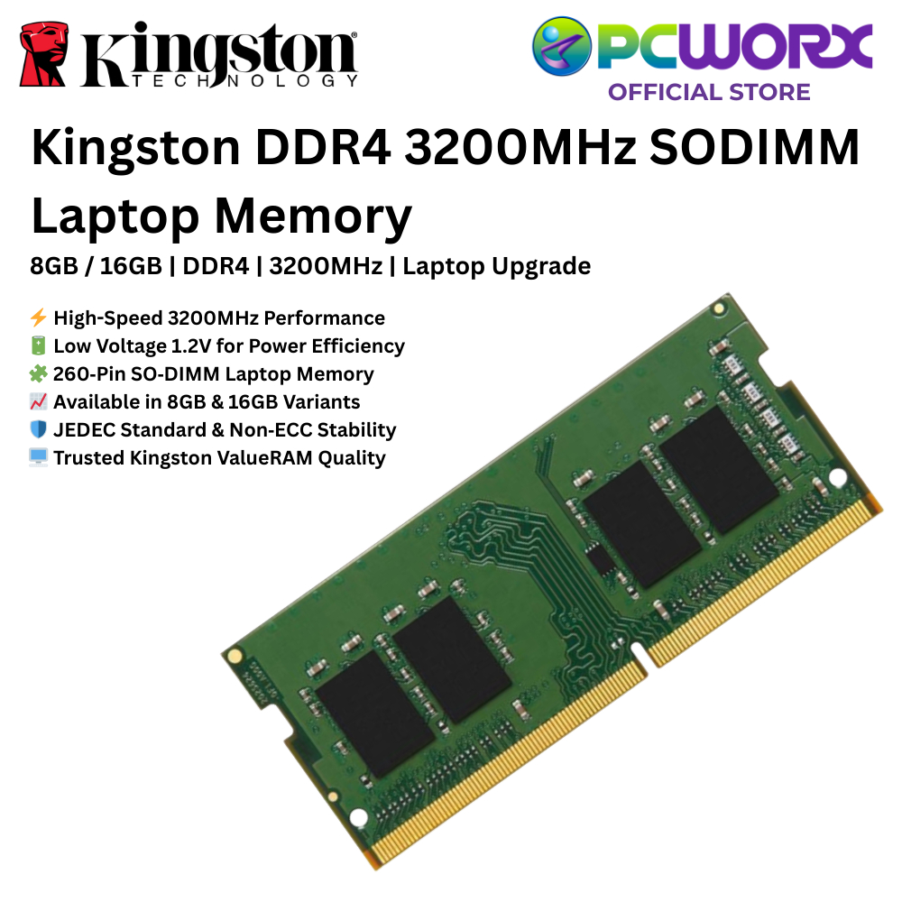 Kingston 8GB / 16GB DDR4 3200MHz Laptop RAM SODIMM | High-Speed ...