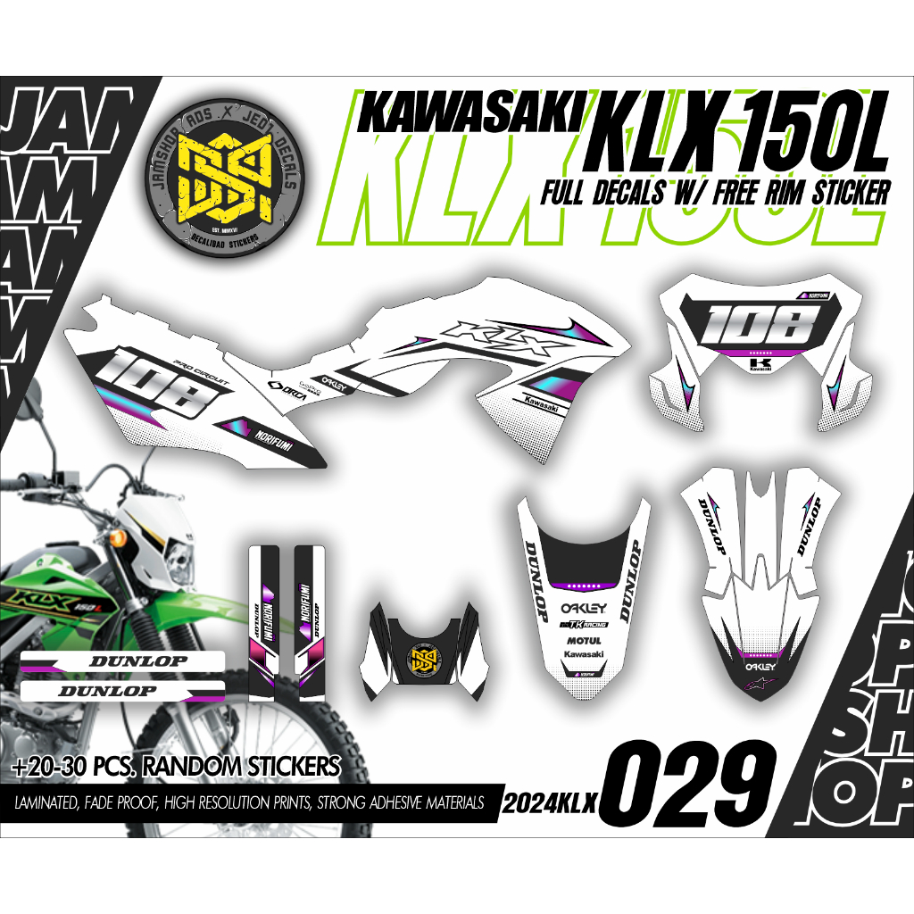 KLX 150L Kawasaki Full Decals w/ FREE RIM STICKER - Batch 2 | Shopee ...