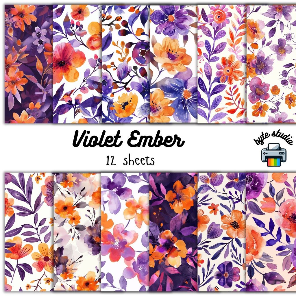 12 Strips Violet Ember Print by byte studio | Premium Paper Craft Junk ...