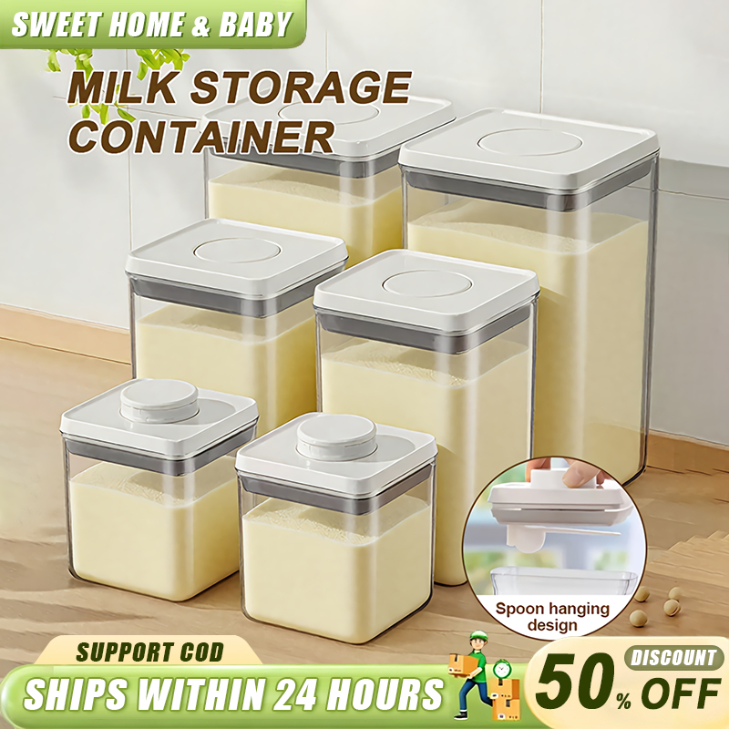 [Free Scoop] Milk Storage Container Powder Press Button Milk Container ...