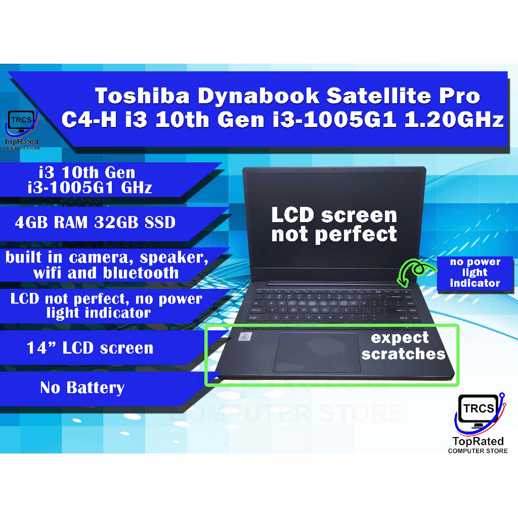 Toshiba Dynabook Satellite Pro C4-H i3 10th Gen i3-1005G1 1.20GHz