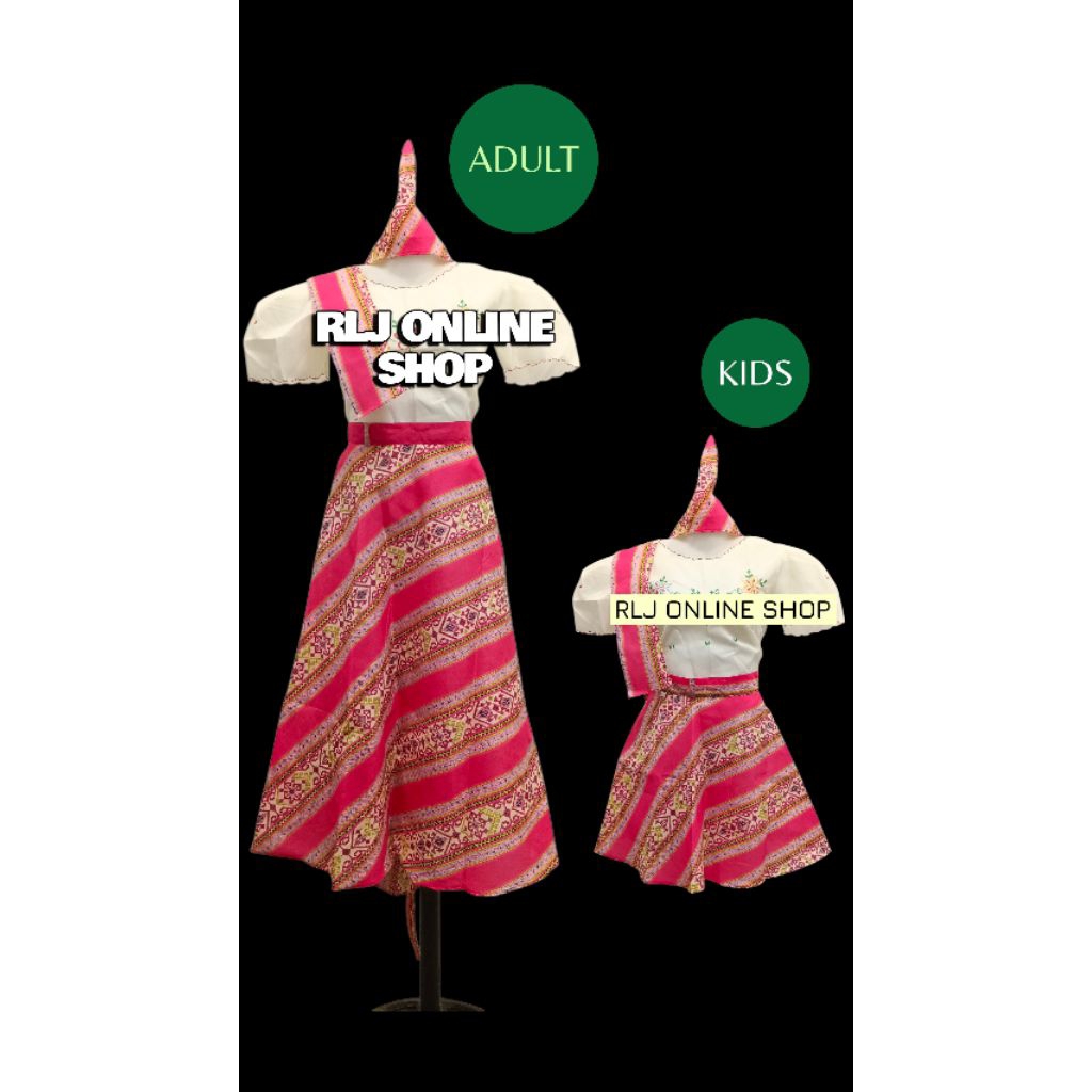 FOLK DANCE Costume 4pcs set Batik/ethnic pattern saya at kimona ...