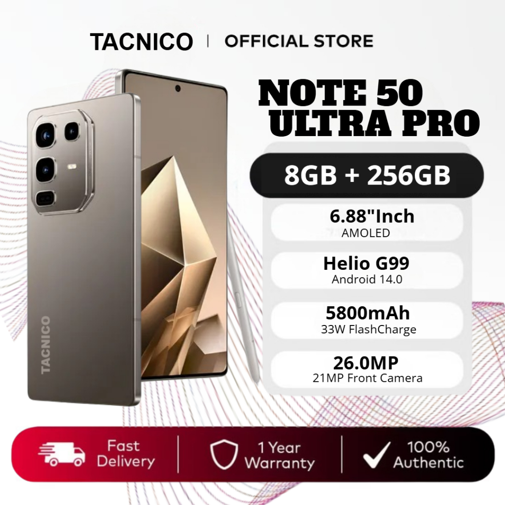 2026 TACNICO Note 50 Ultra Pro 5G Smartphone 8GB+256GB IPS AMOLED ...
